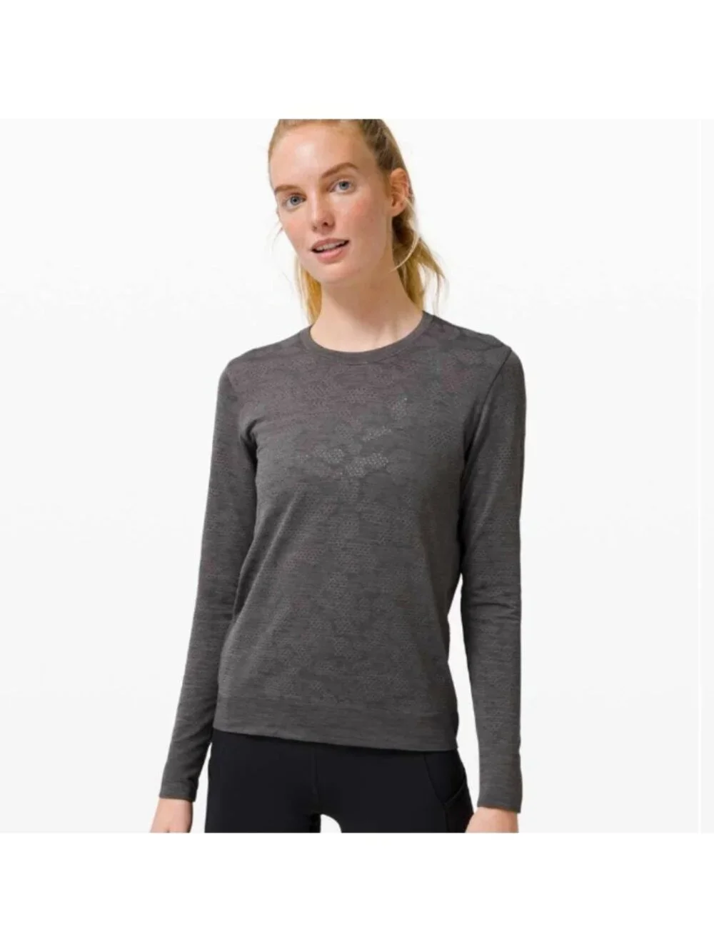 Lululemon Breeze By Long Sleeve Polar Spots Lunar Rock / Graphite Grey